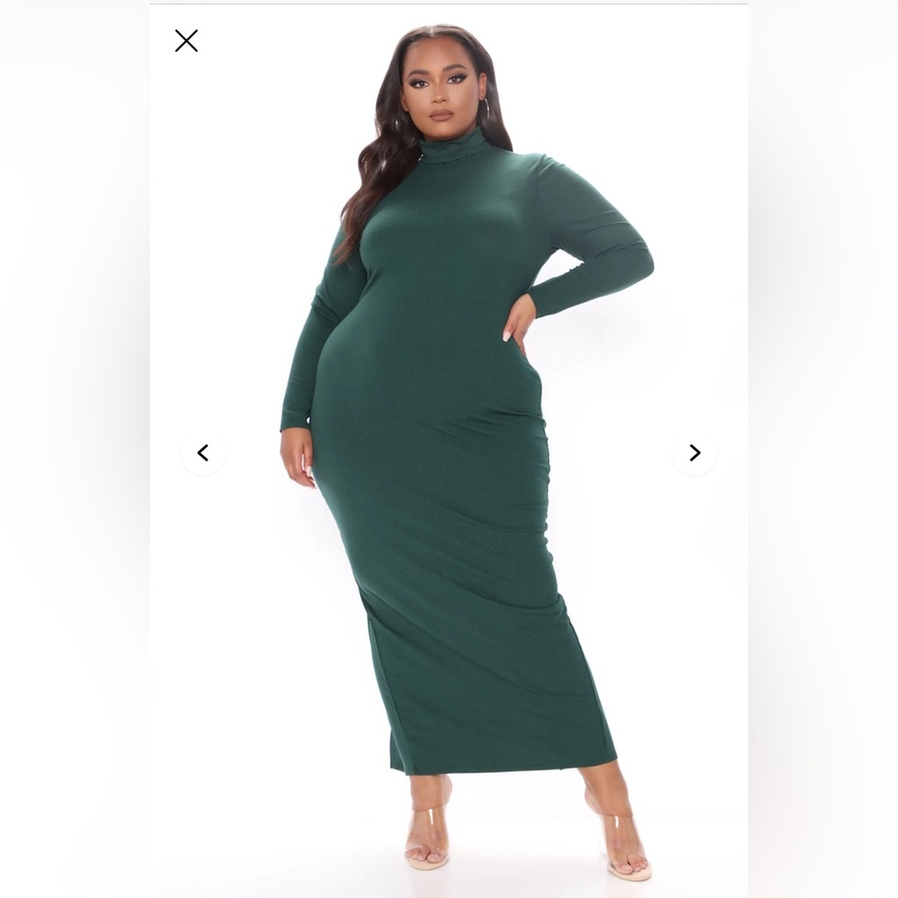 Fashion Nova Green Turtleneck Bodycon Dress